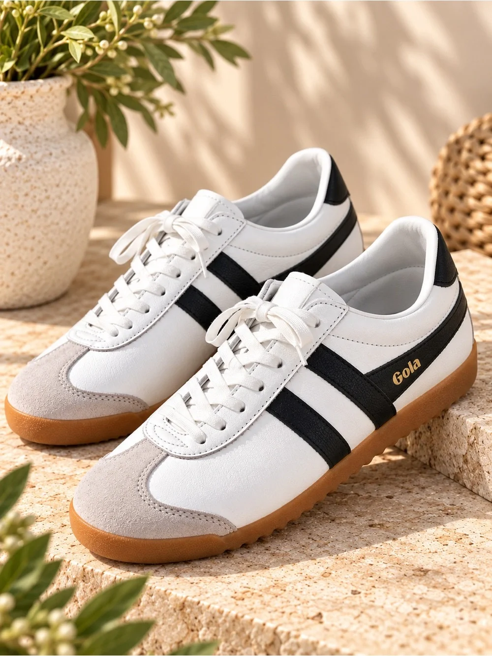 Gola Classics Bullet Leather Sneakers White Black Gum Women’s 7.5 old money #49